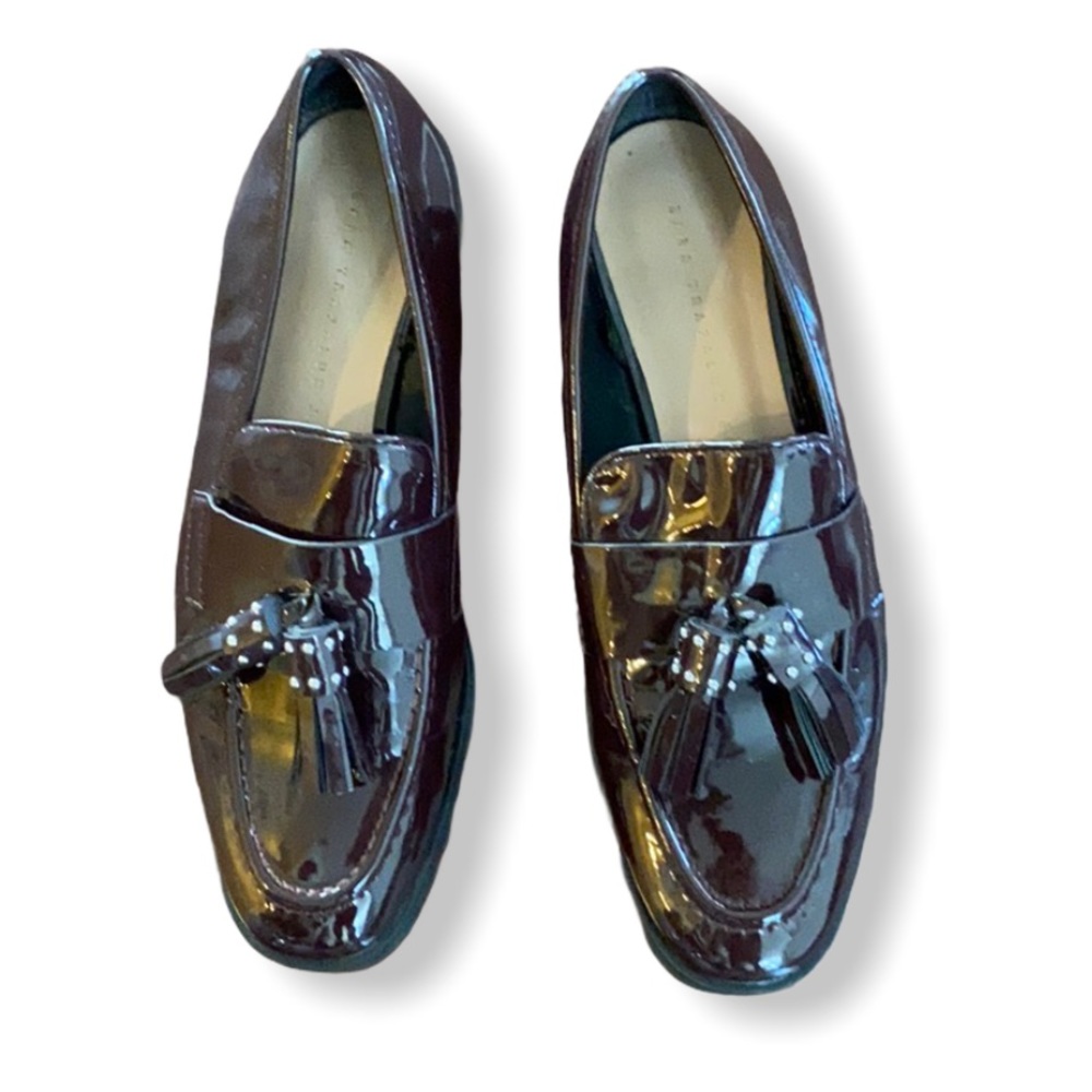 Zara Patent Tassel Loafers in Dark Burgundy
